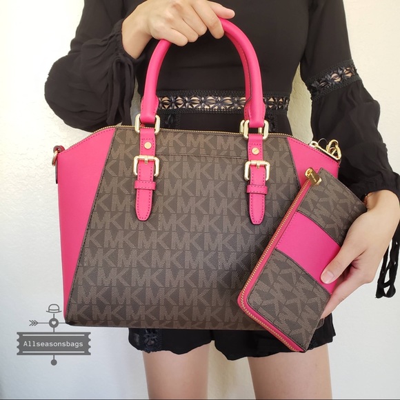NWT Michael Kors Large Ciara Satchel Pink Wallet - Picture 2 of 8